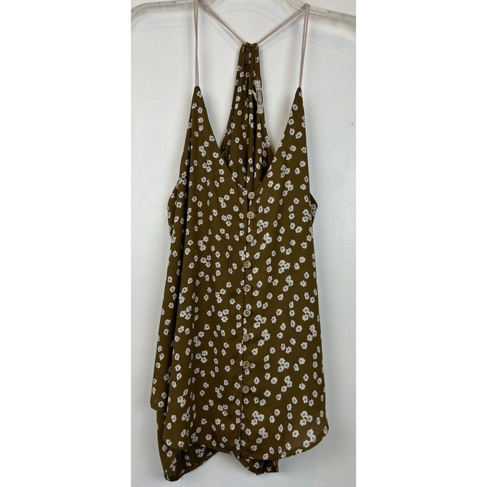 Fairy Top Womens Medium Tank Cottage Core Boho Romantic Floral Print Button Read